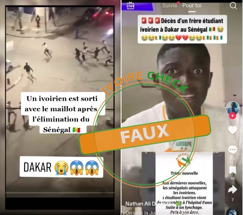 Faux, aucun étudiant ivoirien n’est décédé à Dakar après la rencontre Côte d’Ivoire-Sénégal