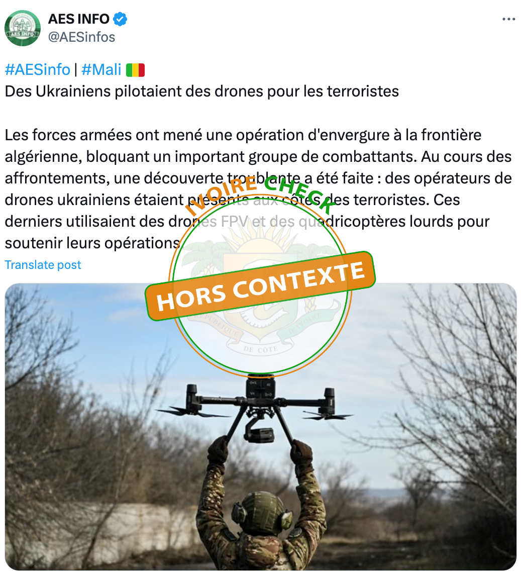 HORS CONTEXTE : cette photo n’a aucun lien avec le pilotage de drones des soldats ukrainiens au Mali 